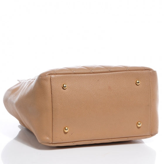 Caviar Quilted Petit Timeless Tote PTT Beige