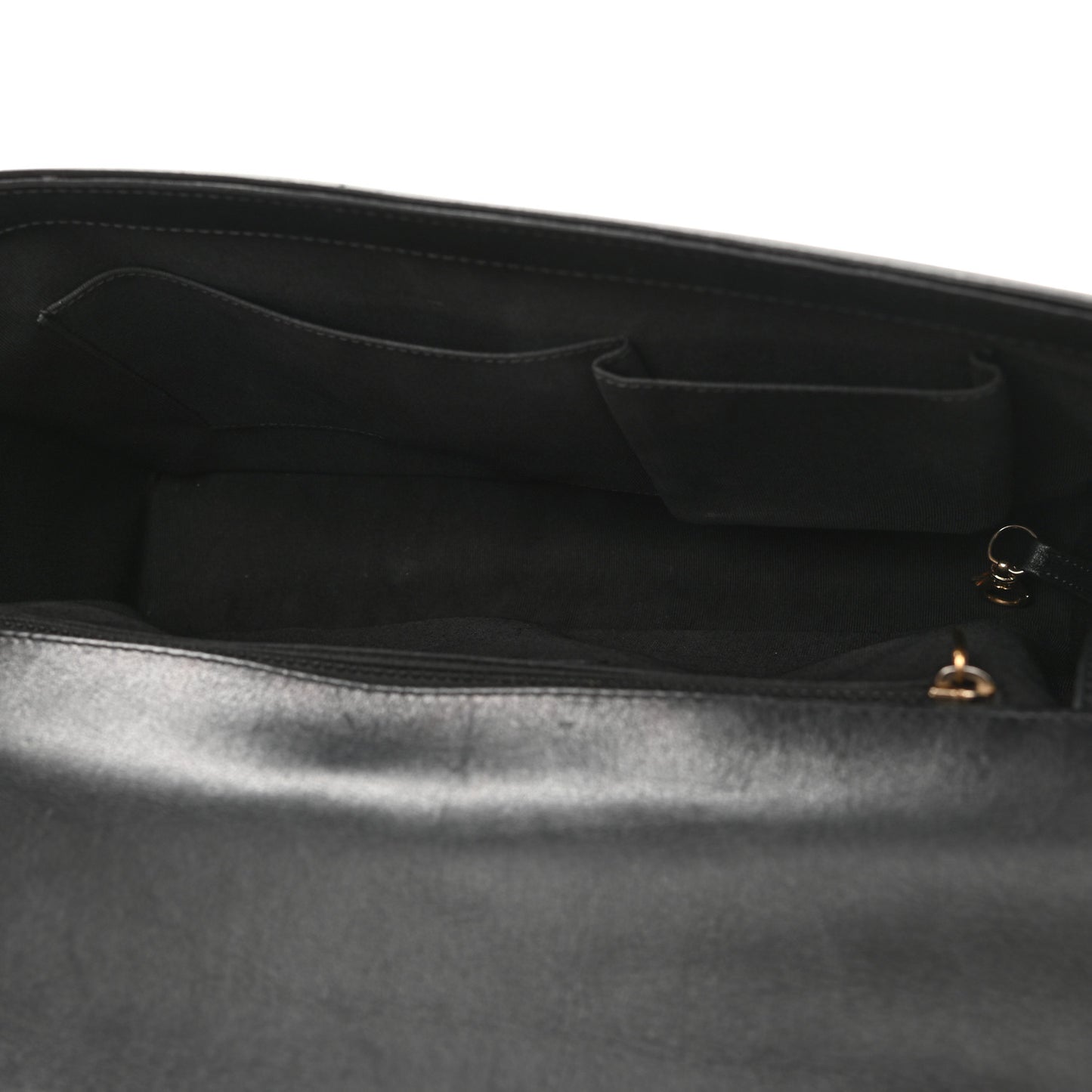 Calfskin Quilted Large Boy Flap Black