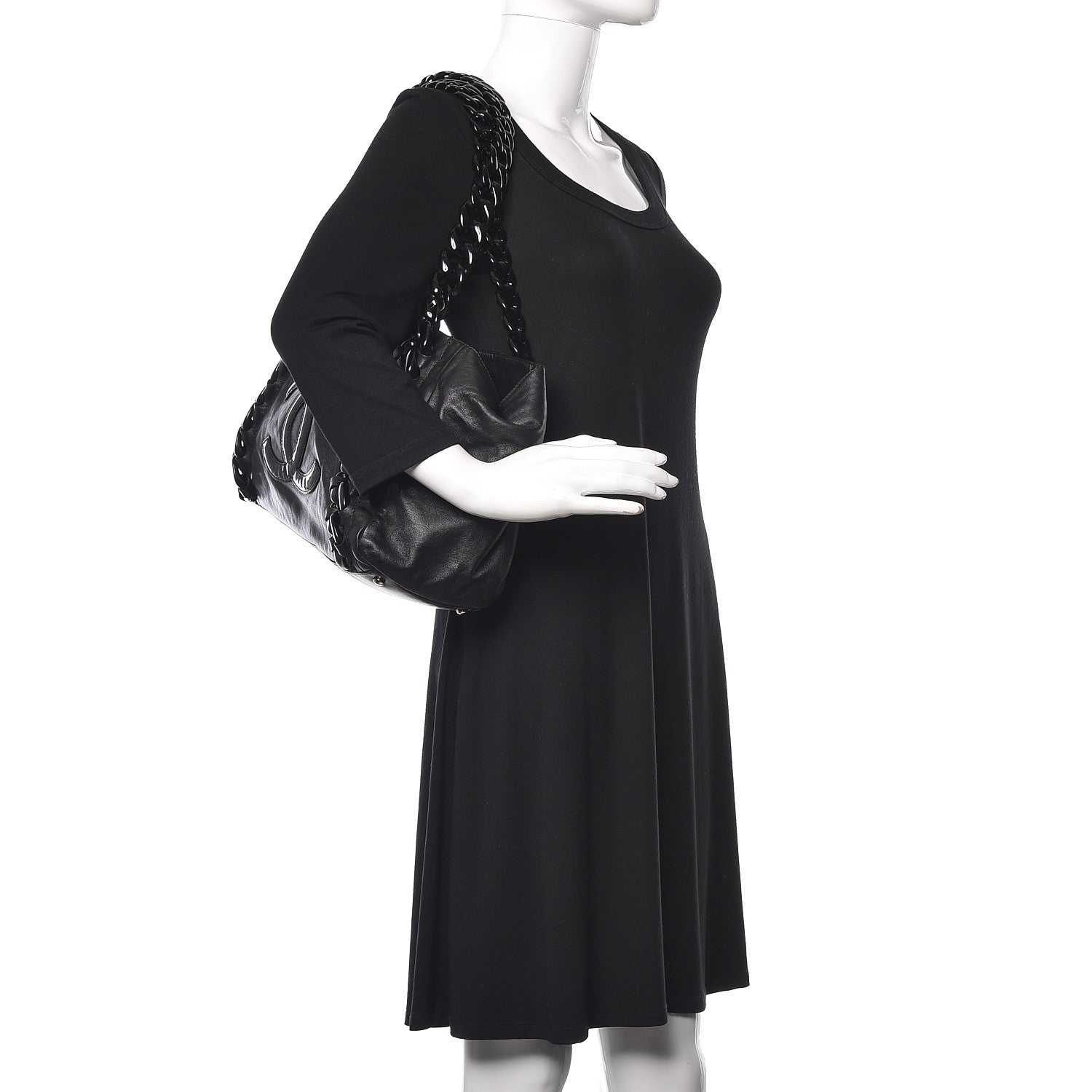 Chanel Calfskin Modern Chain Rhodoid East West Tote Black 2 of 16