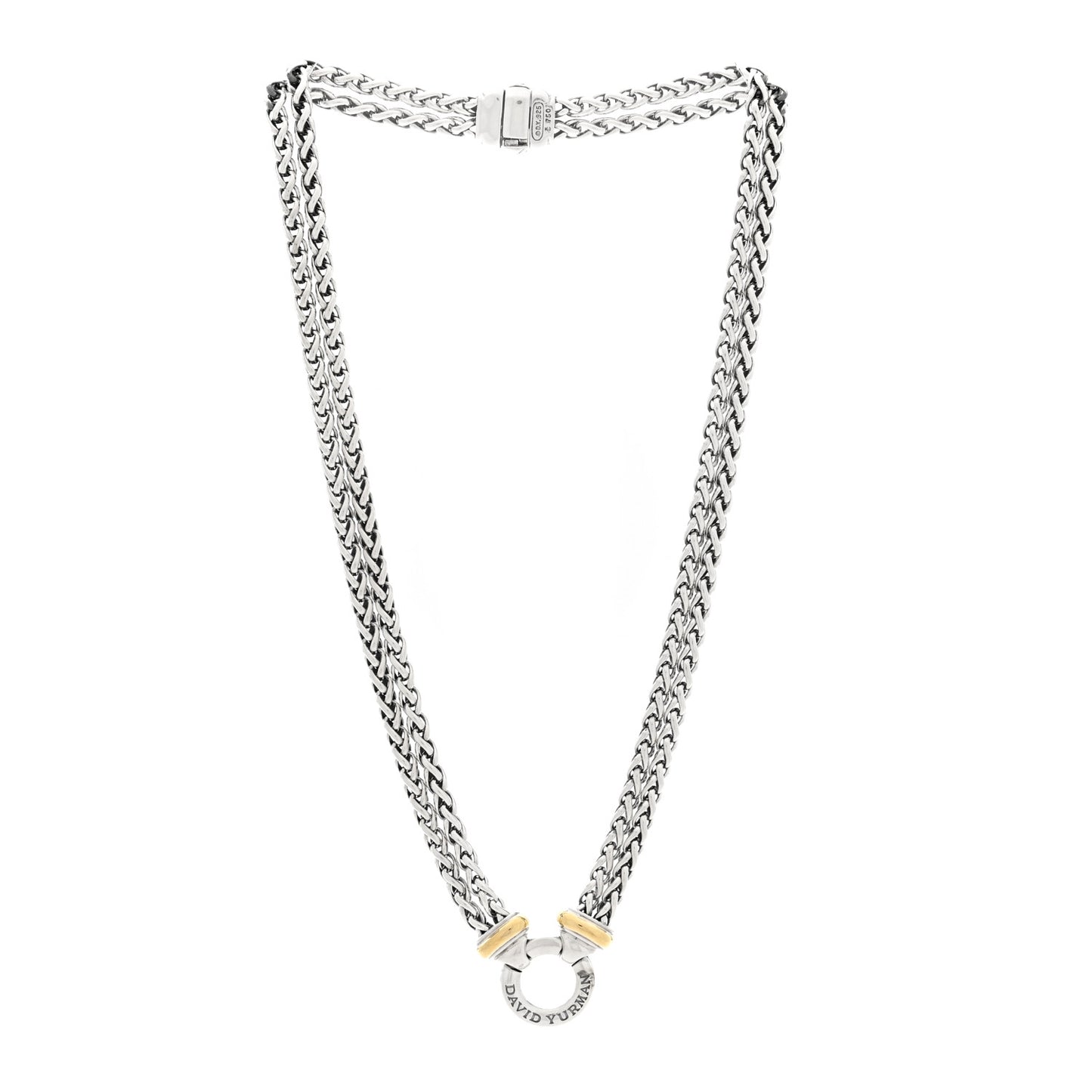 Sterling Silver 18K Yellow Gold 8mm Double Wheat Chain Necklace