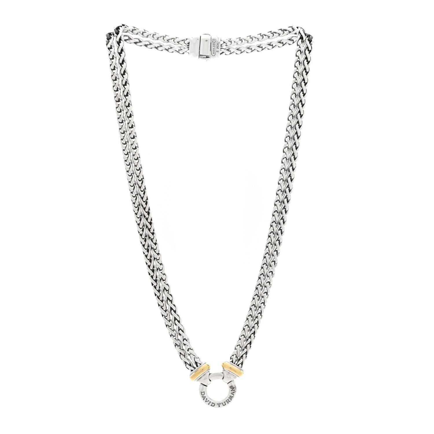 David Yurman Sterling Silver 18K Yellow Gold 8mm Double Wheat Chain Necklace 3 of 4