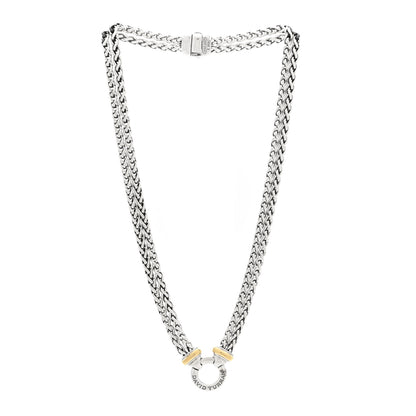 David Yurman Sterling Silver 18K Yellow Gold 8mm Double Wheat Chain Necklace 3 of 4