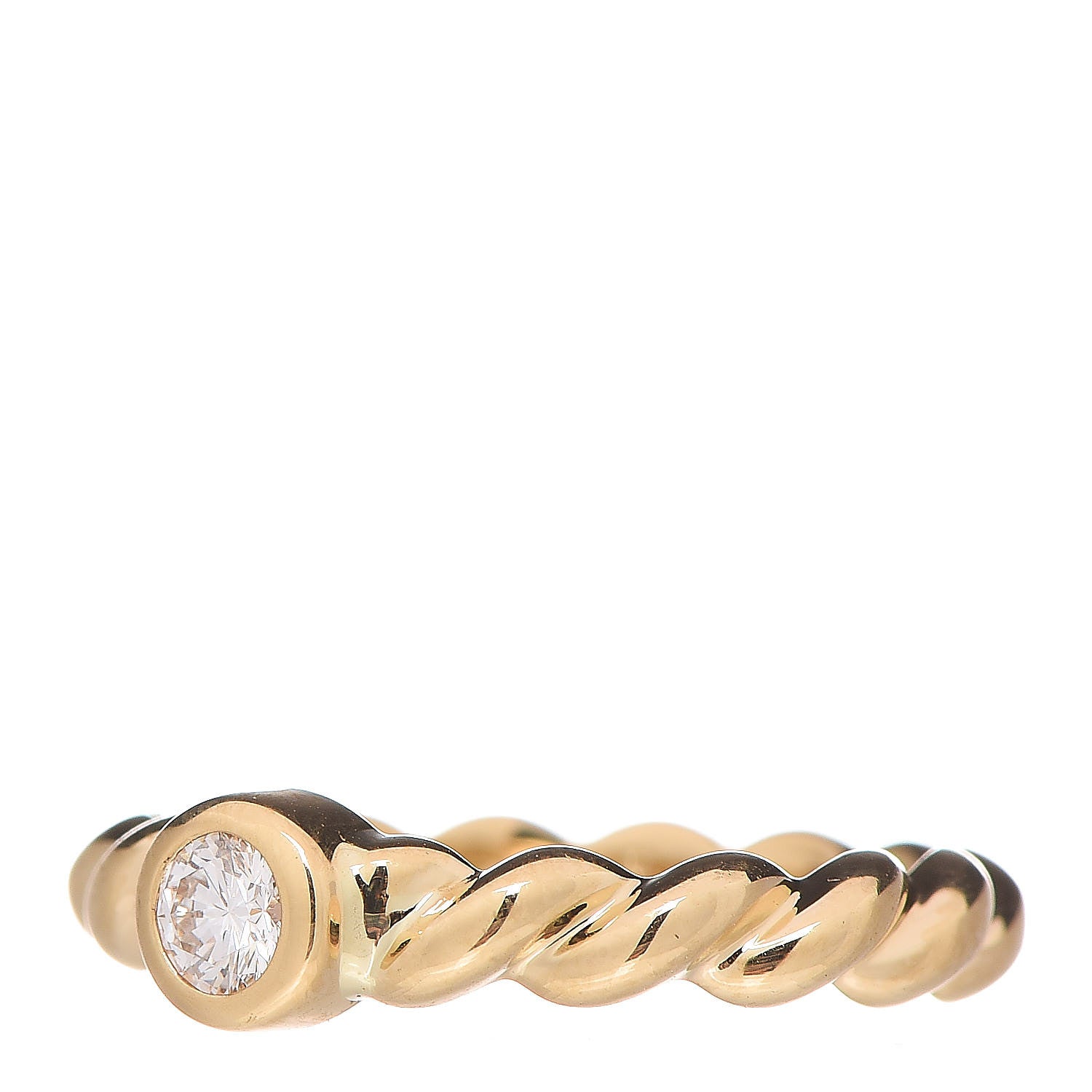 Tiffany 18K Yellow Gold Diamond Twist Solitaire Ring 46 3.75 3 of 5