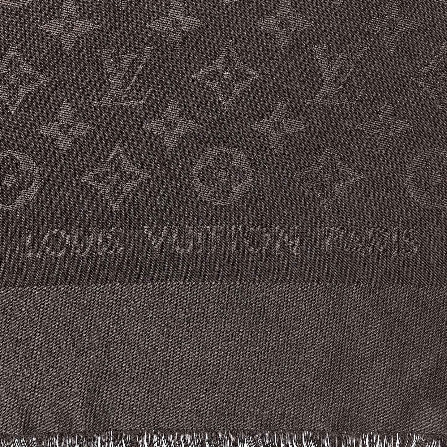 Wool Silk Monogram Shawl Chocolate