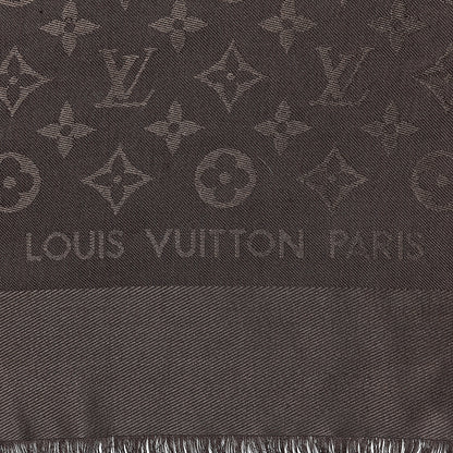 Louis Vuitton Wool Silk Monogram Shawl Chocolate 3 of 4