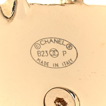 Chanel Crystal CC Hoop Earrings Gold 4 of 5