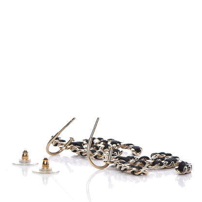 Chanel Satin CC Chain Earrings Light Gold Black 4 of 4