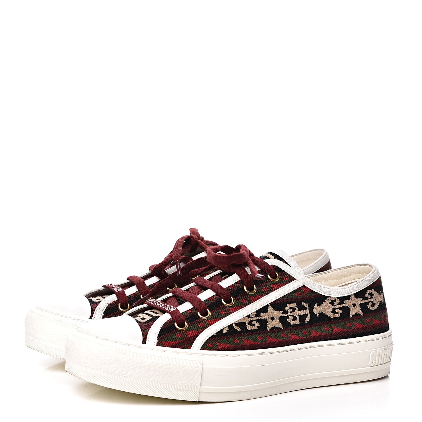 Canvas Bohemian Embroidered Womens Walk'N'Dior Low Top Sneakers 37.5 Black