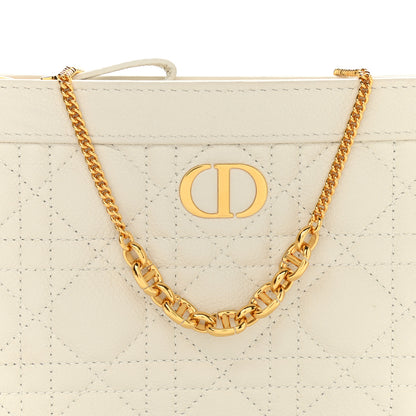 Christian Dior Calfskin Cannage Caro Zipped Pouch With Chain Latte 8 of 10