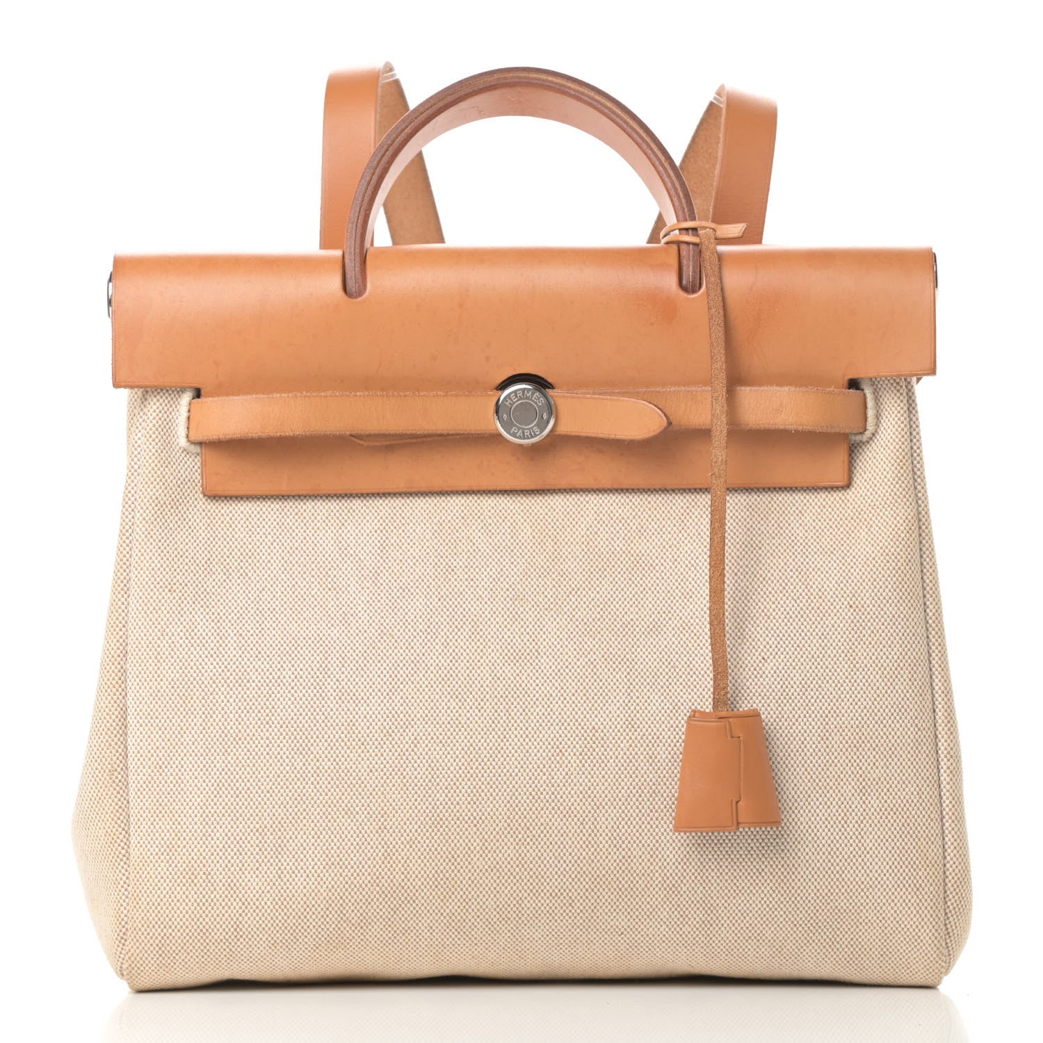 Hermes Toile Vache Calfskin Herbag 30 PM Backpack Natural 3 of 16