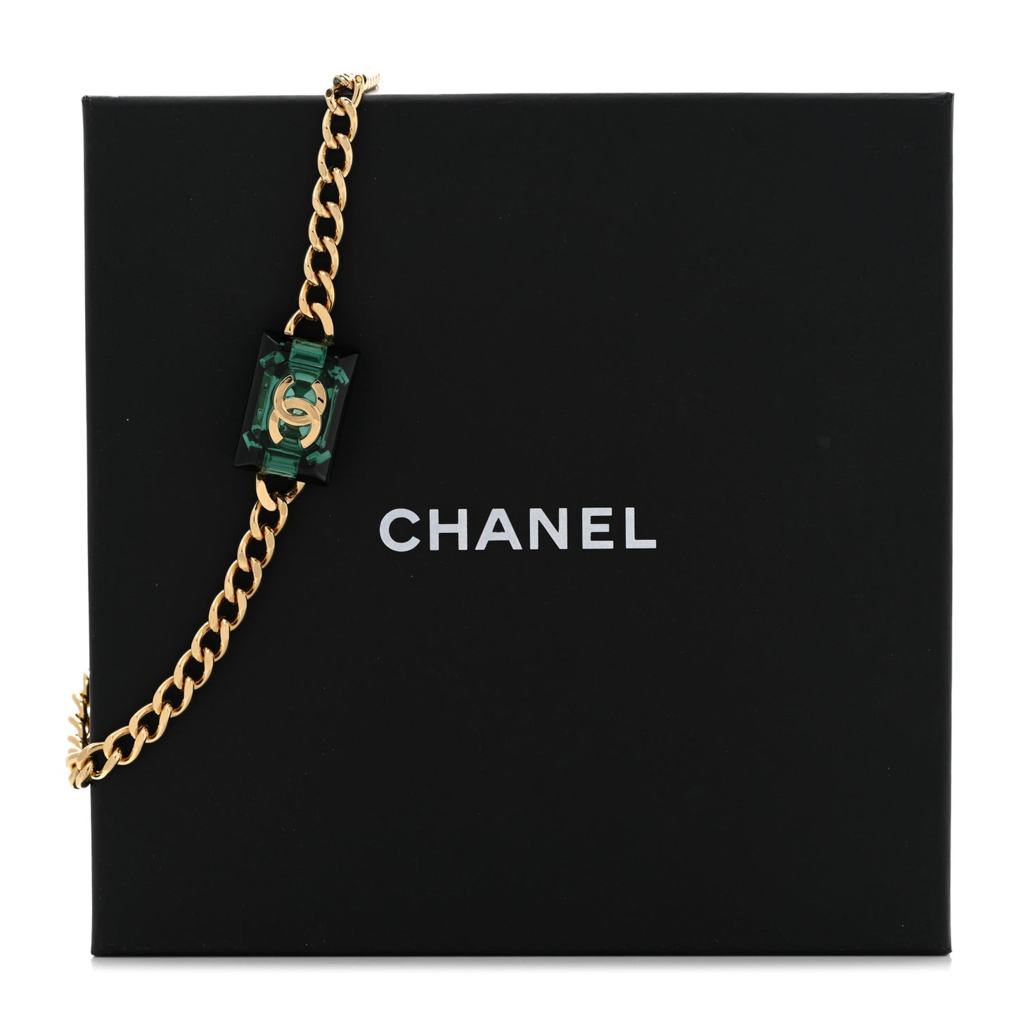 Metal Resin CC Square Choker Gold Green