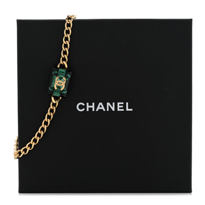 Chanel Metal Resin CC Square Choker Gold Green 7 of 7