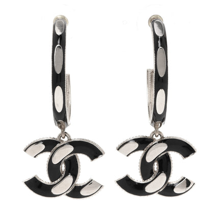 Chanel Enamel CC Drop Earrings Black Gold 1 of 5