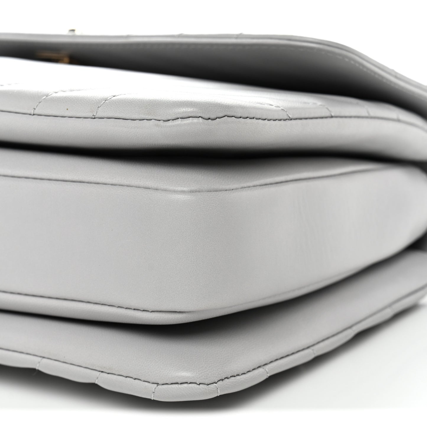 Lambskin Chevron Quilted Medium Trendy CC Dual Handle Flap Bag Grey