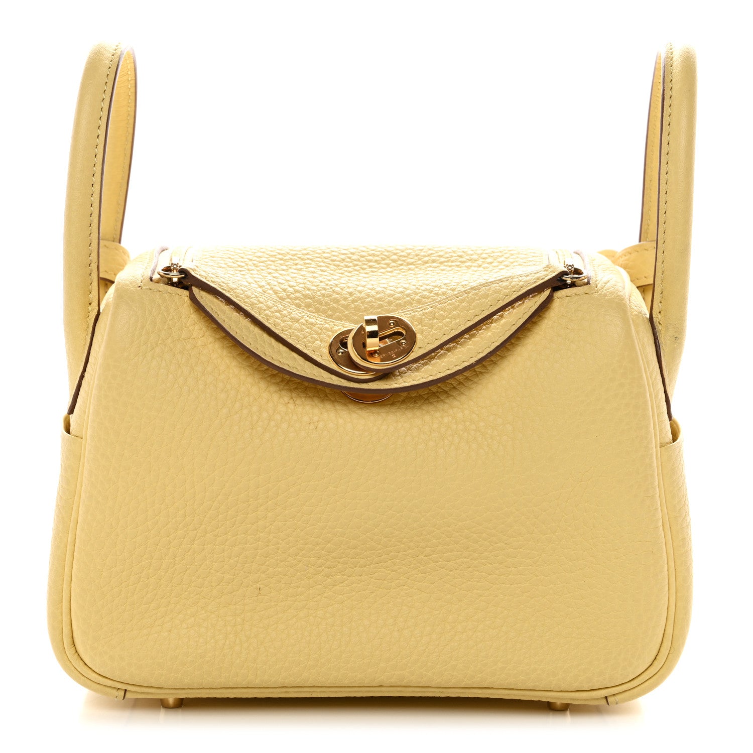 Hermes Taurillon Clemence Verso Mini Lindy 20 Jaune Poussin Craie