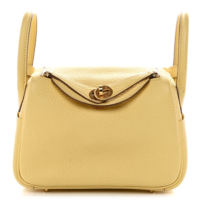 Hermes Taurillon Clemence Verso Mini Lindy 20 Jaune Poussin Craie 1 of 11