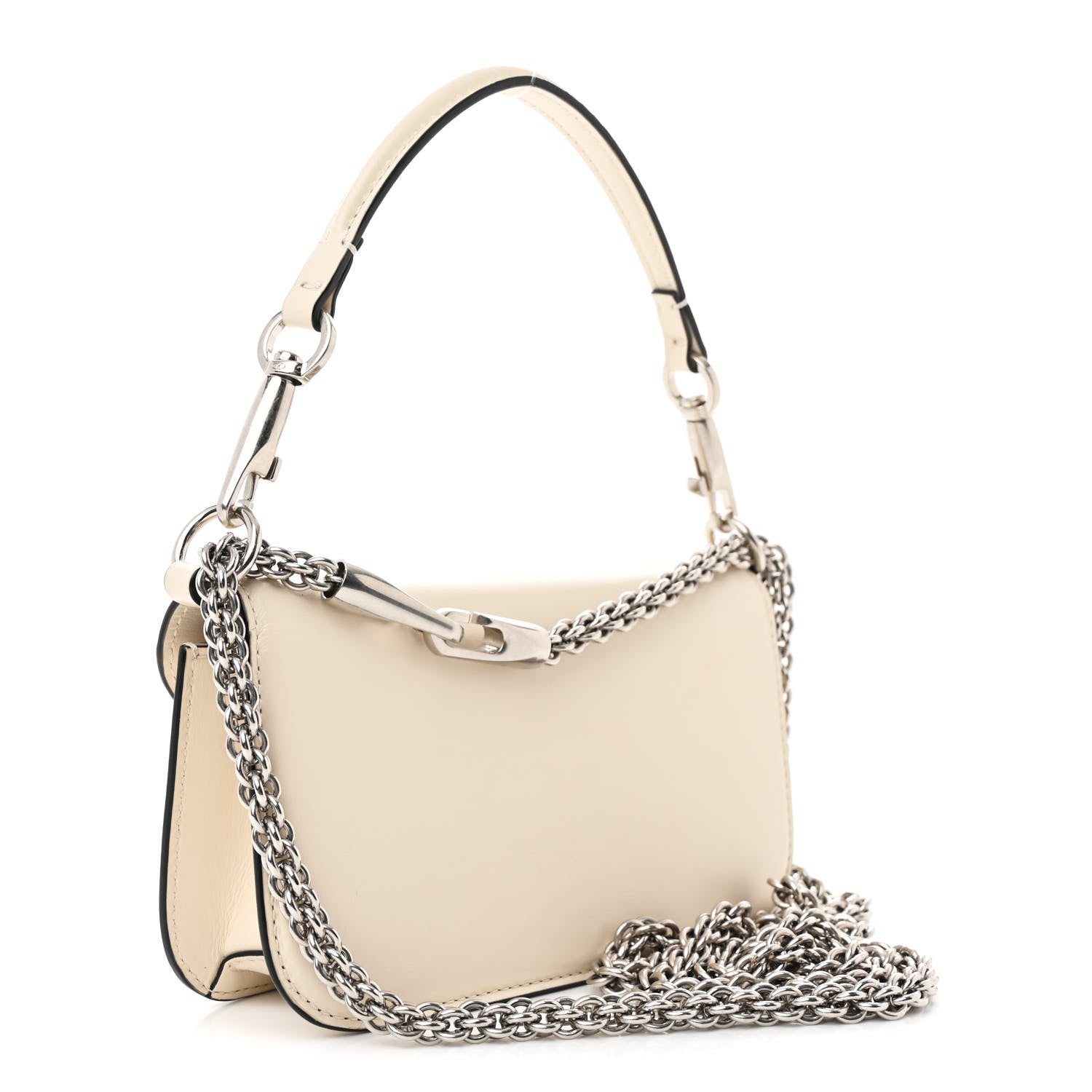 Valentino Garavani Calfskin Crystal Vlogo Small Loco Shoulder Bag Light Ivory 3 of 10