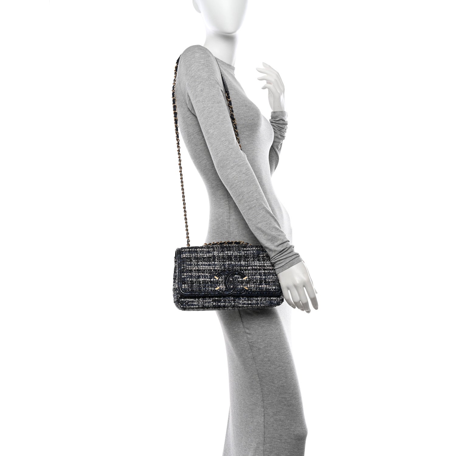 Chanel Tweed Snakeskin Quilted Medium CC Filigree Flap Multicolor 2 of 11