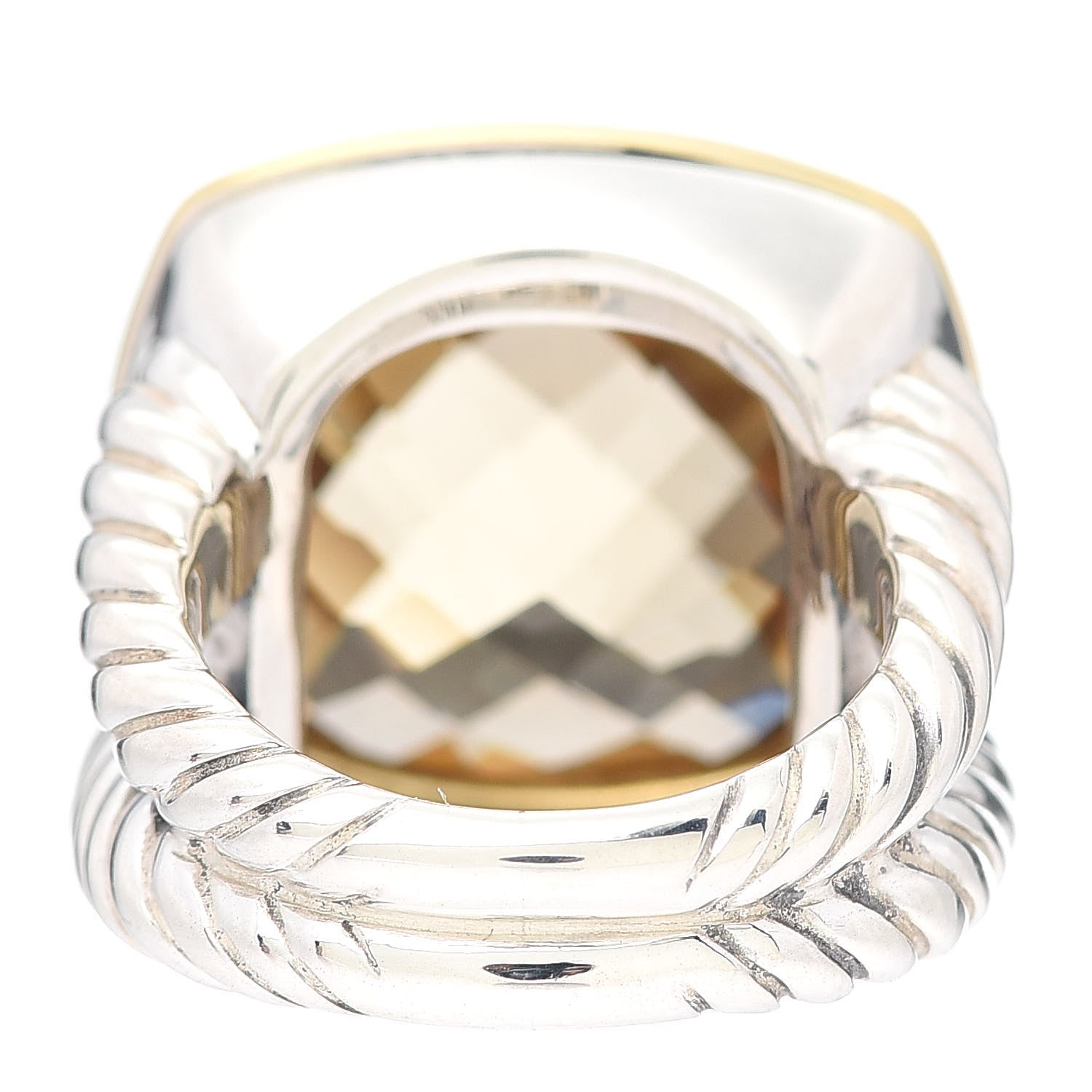 David Yurman Sterling Silver 18K Yellow Gold Diamond Champagne Citrine 17mm Albion Ring 52 6 4 of 5