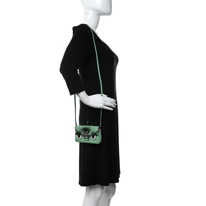 Fendi Nappa Rabbit Fox Fur Micro Buggie Baguette Verde Acqua 2 of 12