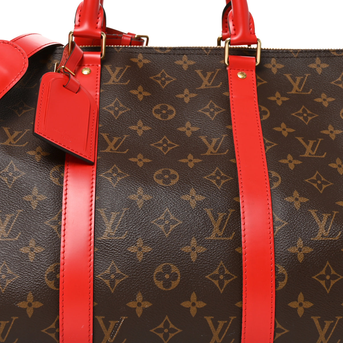 Louis Vuitton Calfskin Monogram Keepall Bandouliere 50 Coquelicot 6 of 8