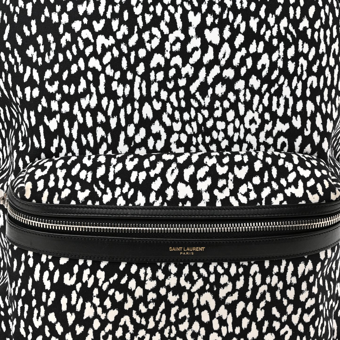 Canvas Leopard Print City Backpack Black White