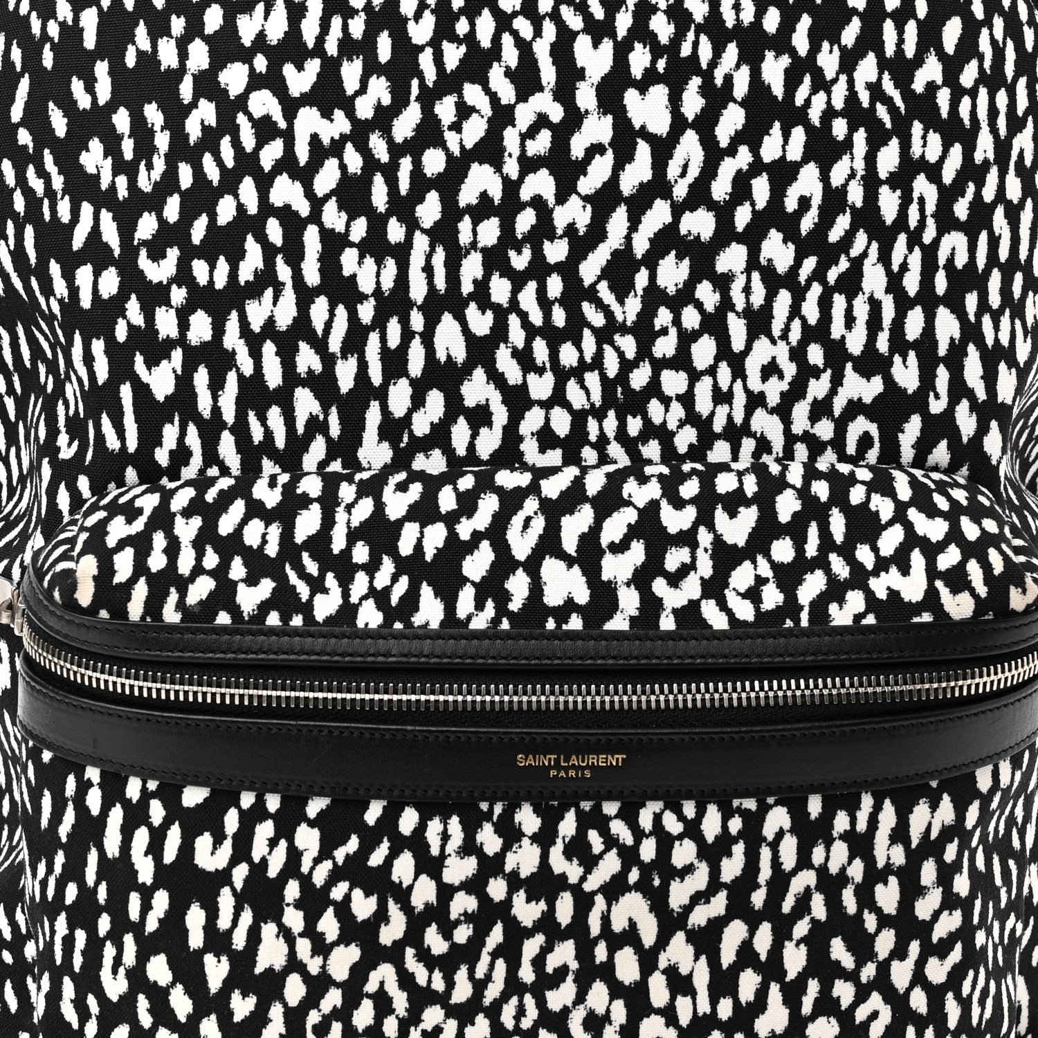 Saint Laurent Canvas Leopard Print City Backpack Black White 8 of 10