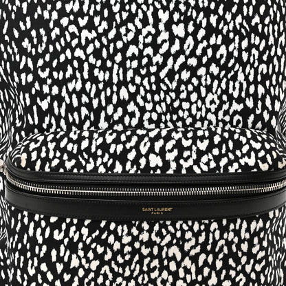 Saint Laurent Canvas Leopard Print City Backpack Black White 8 of 10