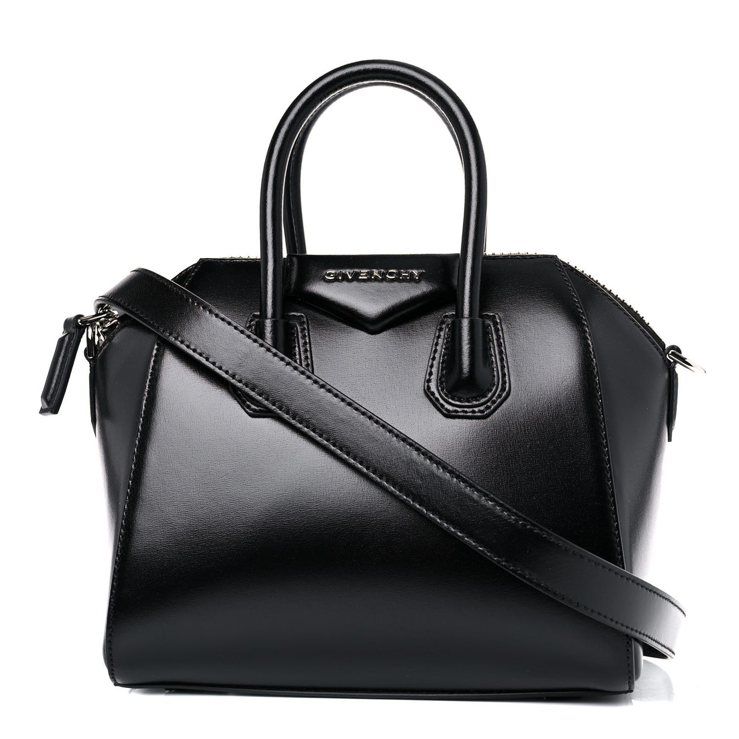 Shiny Lord Calfskin Mini Antigona Black