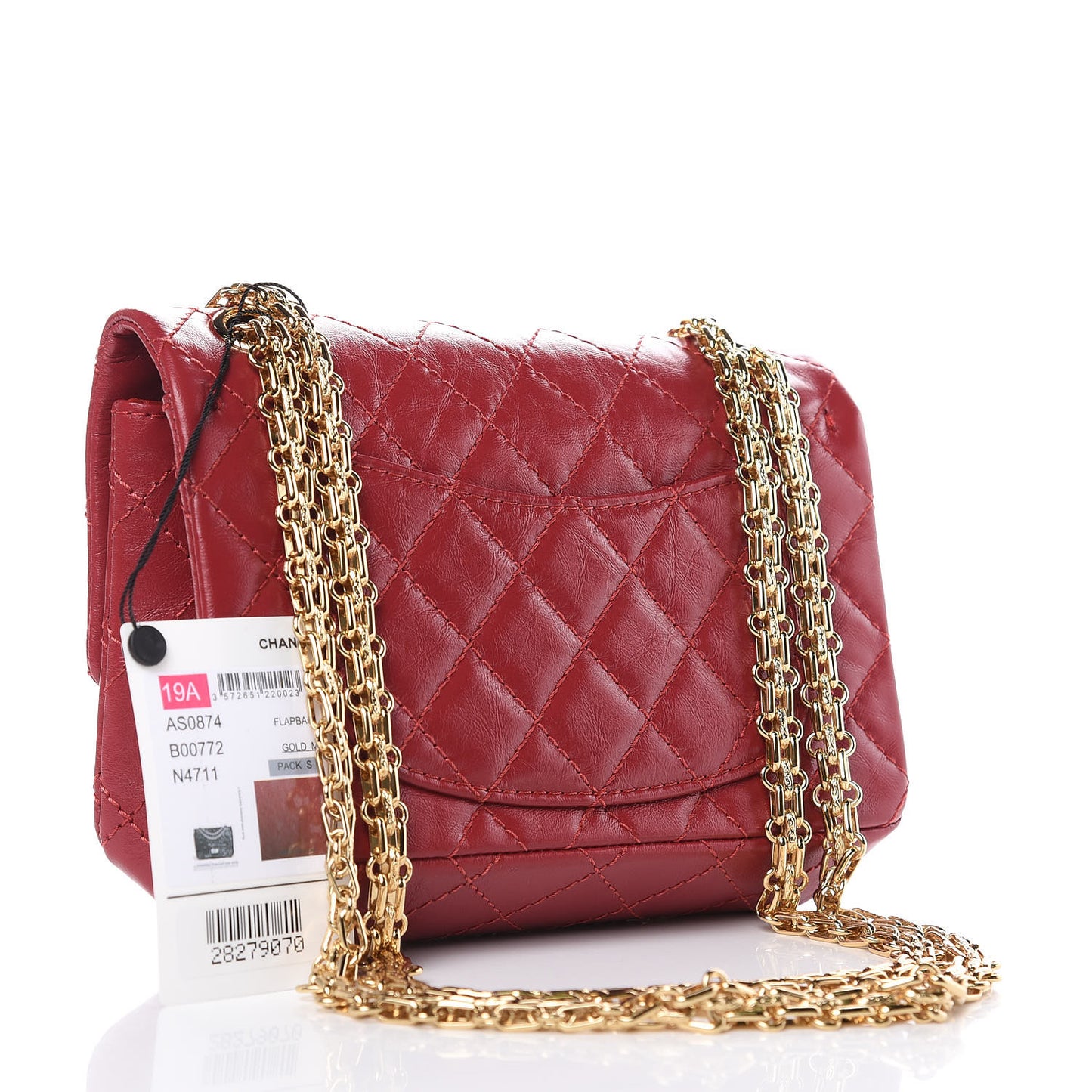 Aged Calfskin Quilted 2.55 Reissue Mini Flap Red