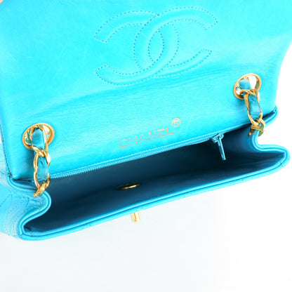 Chanel Lambskin Quilted Mini Square Flap Turquoise 5 of 8