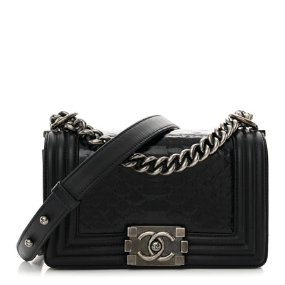 Chanel Snakeskin Calfskin Small Boy Flap Navy 1 of 11
