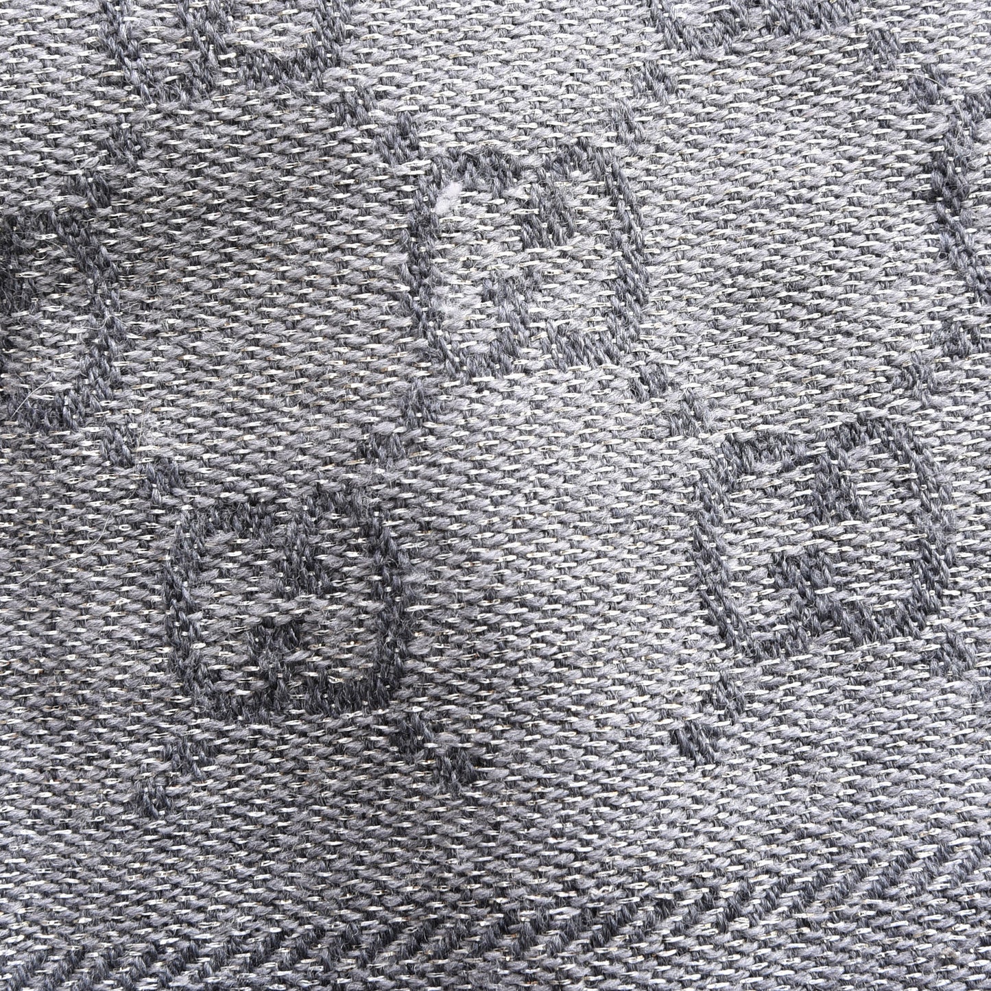 Wool Jacquard Monogram Fringe Scarf Grey