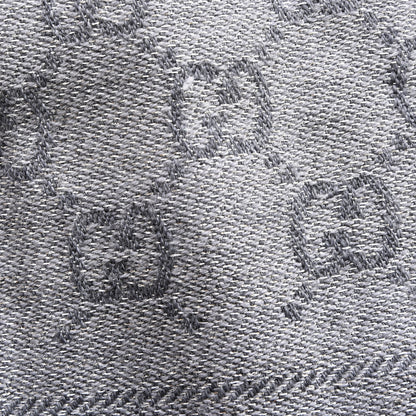 Gucci Wool Jacquard Monogram Fringe Scarf Grey 3 of 5