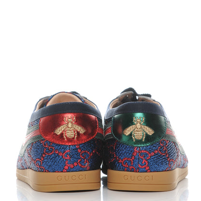 Gucci Lurex Calfskin Web GG Monogram Womens Falacer Sneakers 37 Iridescent Blue Iridescent Red Silver 5 of 11