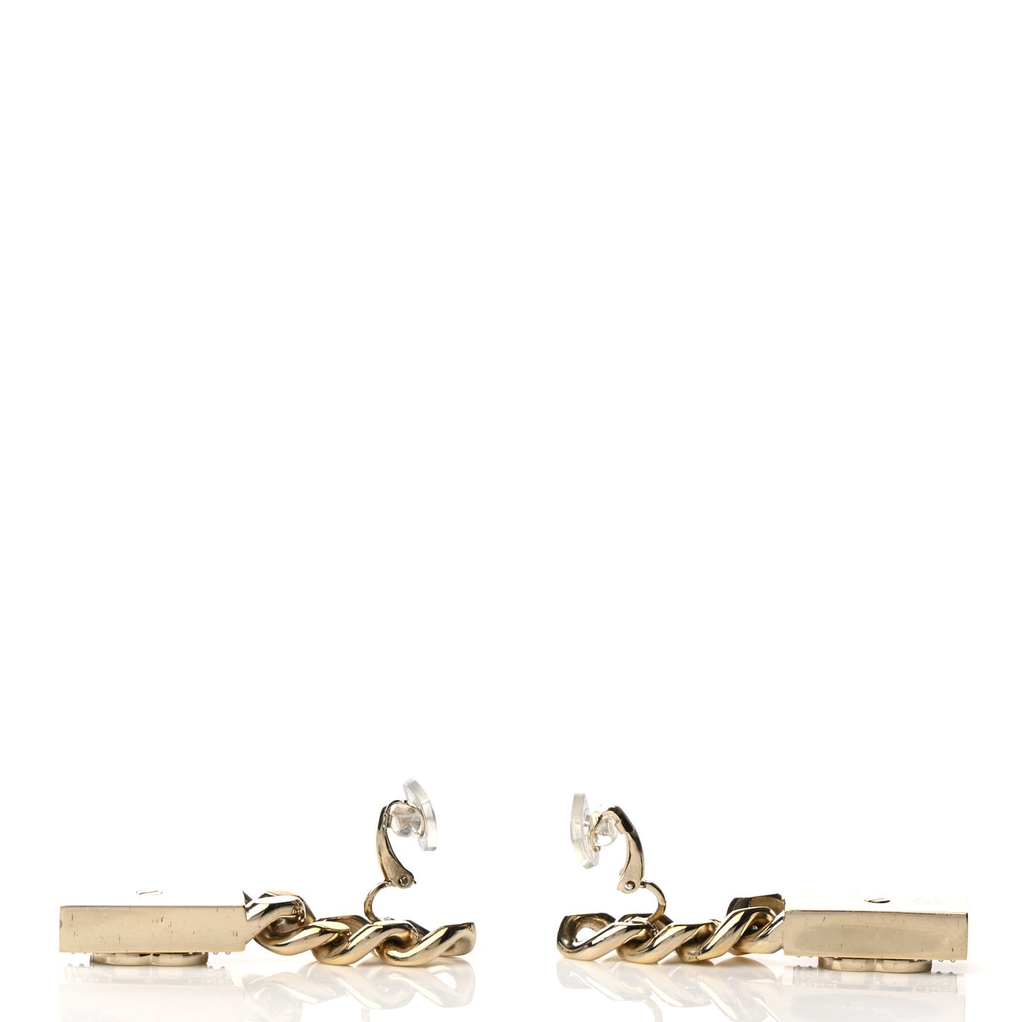 Crystal CC Chain Drop Earrings Gold