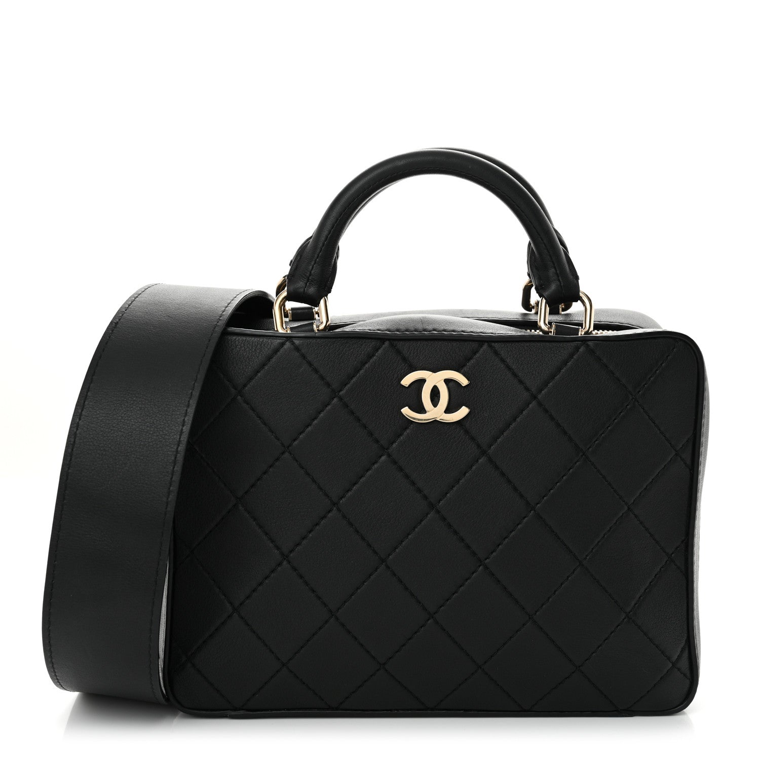 Chanel Calfskin Quilted Travel Kit Vanity Case Black 1 of 11