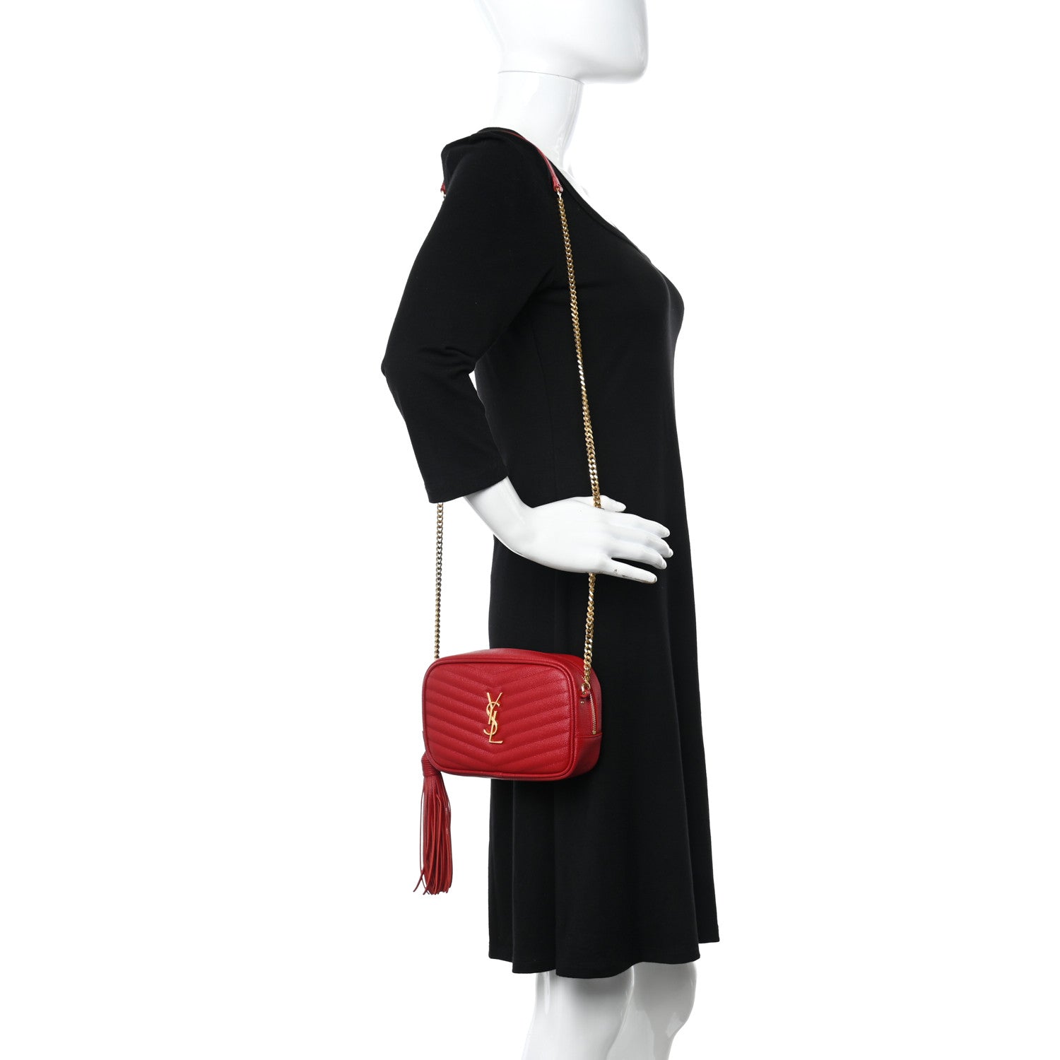 Saint Laurent Grain De Poudre Matelasse Monogram Mini Lou Camera Bag Eros Red 2 of 8