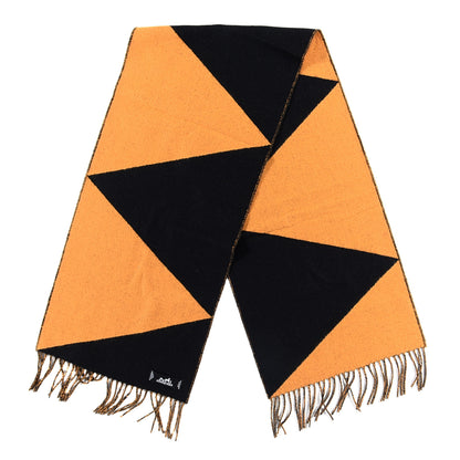 Hermes Cashmere Casaque Zig Zag Muffler Black Ocre Dore 2 of 4