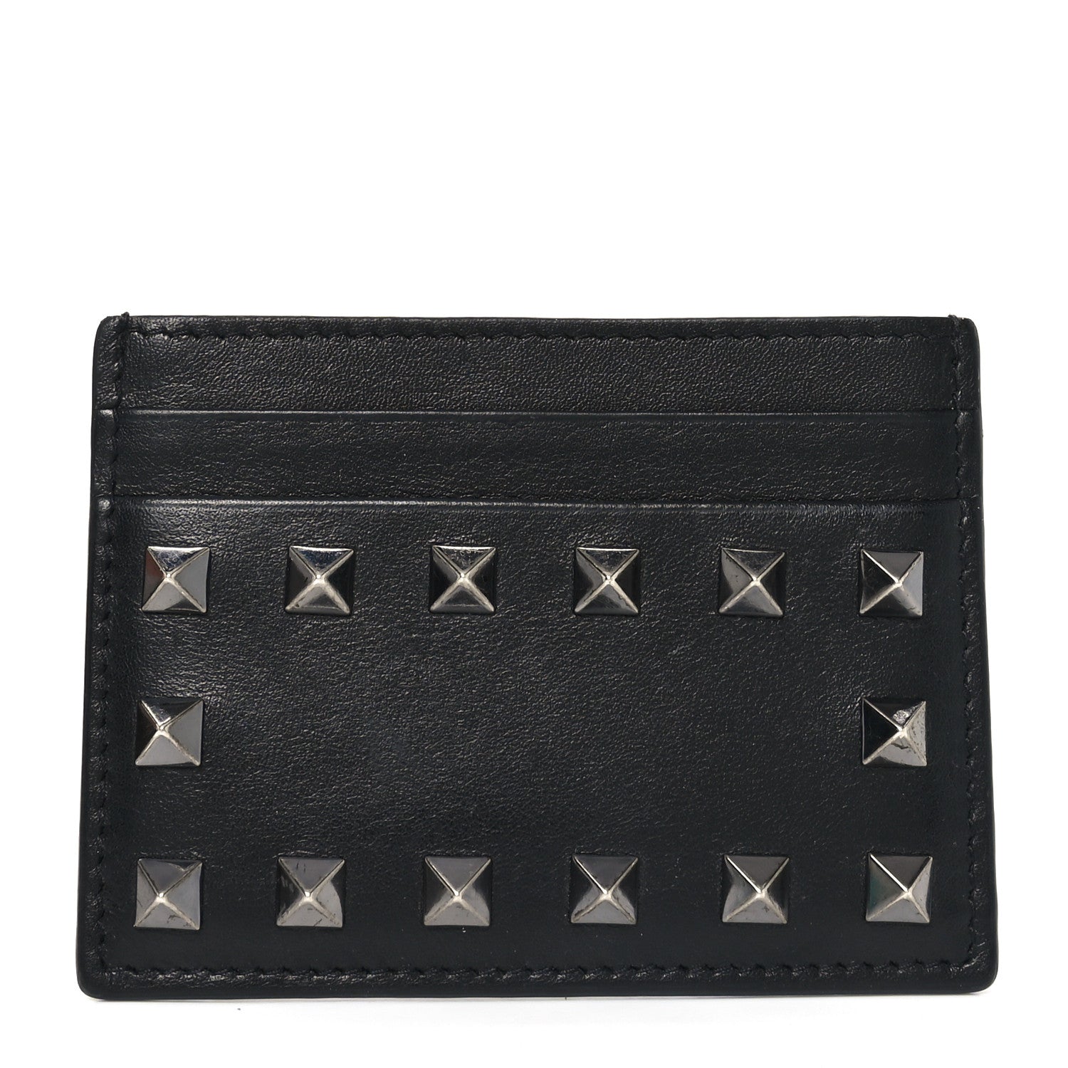 Valentino Garavani Vitello Rockstud Card Holder Black 1 of 6