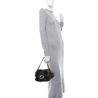 Fendi Cuoio Romano Selleria Rabbit Fur Crystal Mini Mama Baguette Black Multicolor 2 of 11