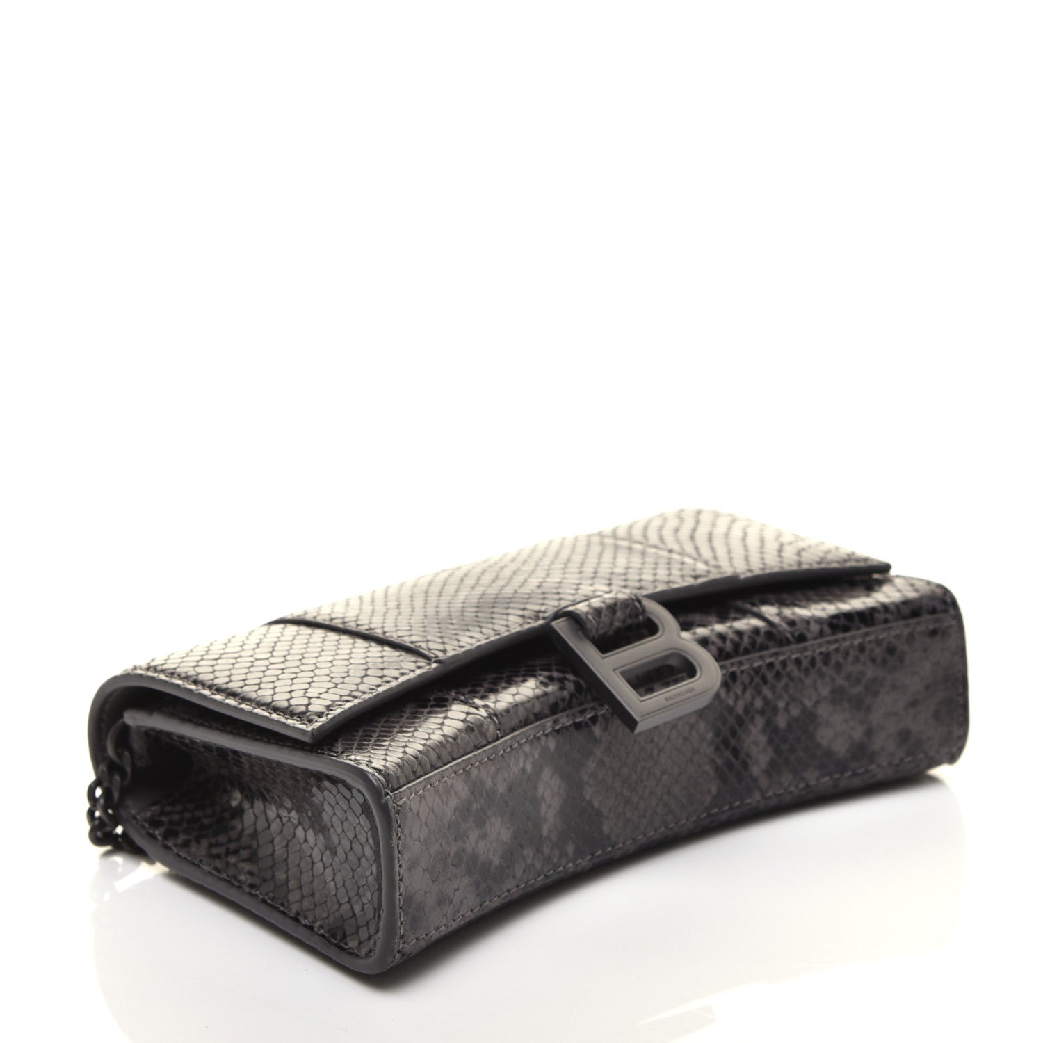 Balenciaga Shiny Calfskin Python Effect Hourglass Chain Bag Dark Grey Black 4 of 8