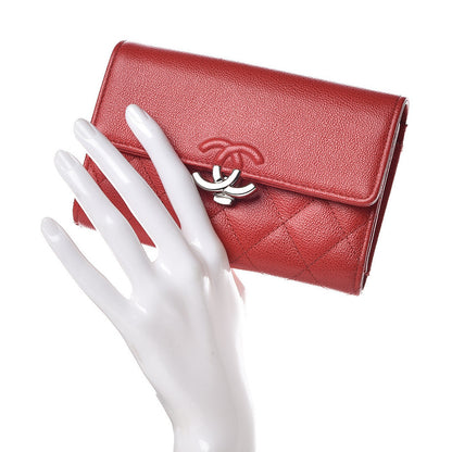 Chanel Grained Calfskin Quilted CC Box Flap Wallet Red 2 of 12