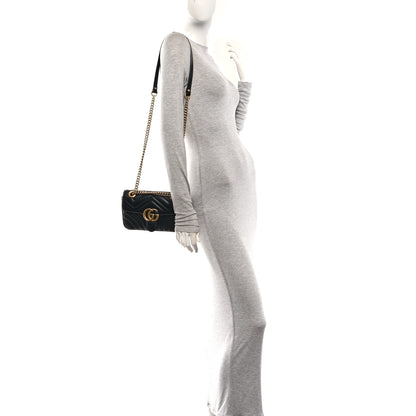 Gucci Calfskin Matelasse Mini GG Marmont Shoulder Bag Black 2 of 10
