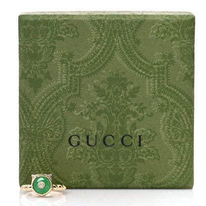Gucci 18K Yellow Gold Jade Diamond Le Marché Des Merveilles Feline Ring 49 5 8 of 8