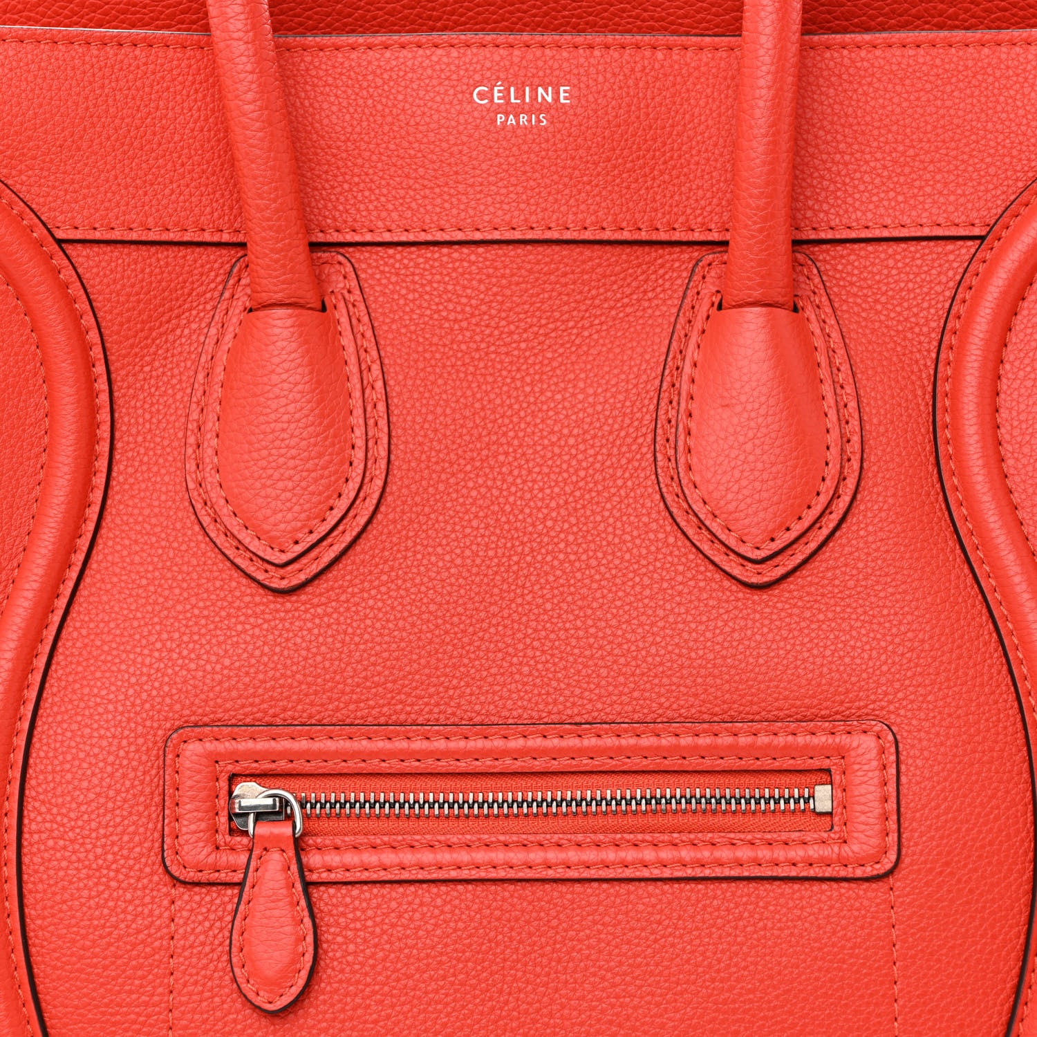 Celine Drummed Calfskin Mini Luggage Vermillion 8 of 10