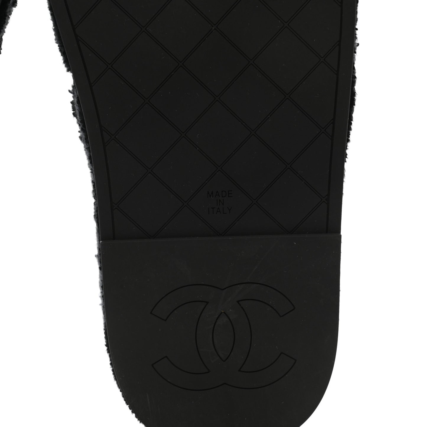 Terry Cloth Lambskin CC Sandals 36 Black