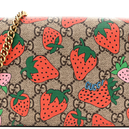 Gucci GG Supreme Monogram Strawberry Chain Wallet 6 of 14