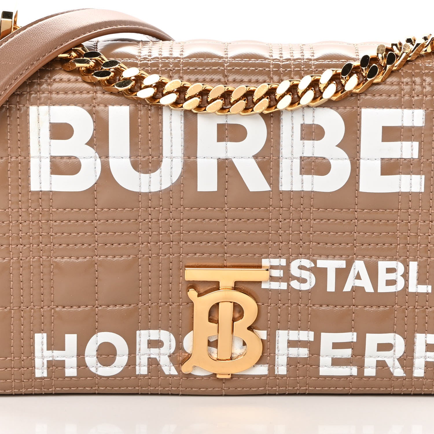 Burberry Patent Quilted Horseferry Print Small Lola Bag Tan 8 of 12
