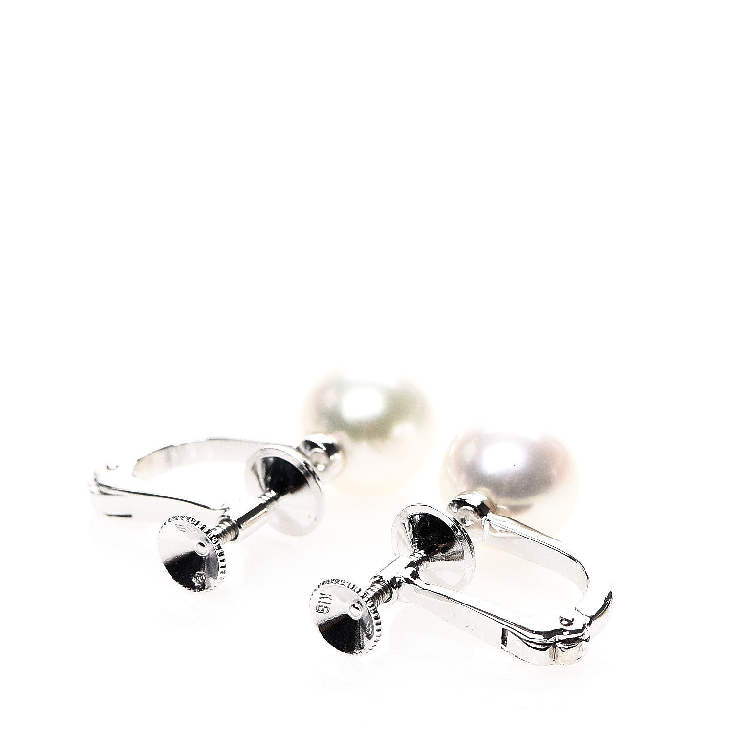 Mikimoto 18K White Gold Akoya Pearl 8.5mm Screw Back Earrings 3 of 4